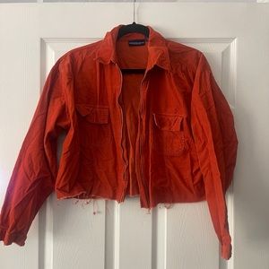 Orange cropped jacket shacket large perfect for game day